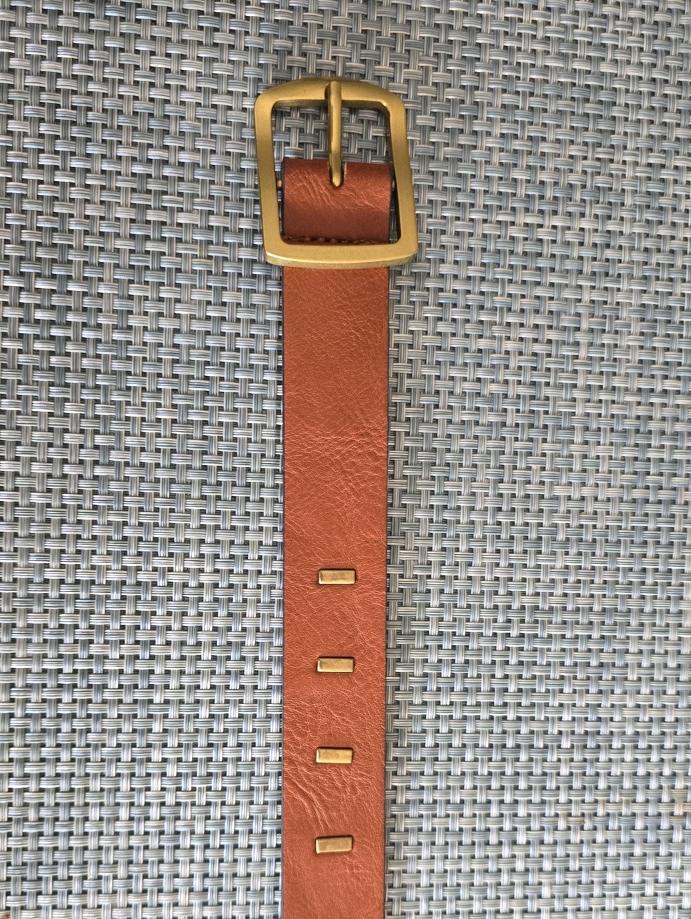 Women's Tan Leather Belt with Brass Buckle